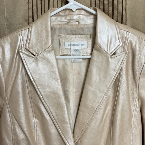 Worthington Cream Leather Jacket - Picture 2 of 11